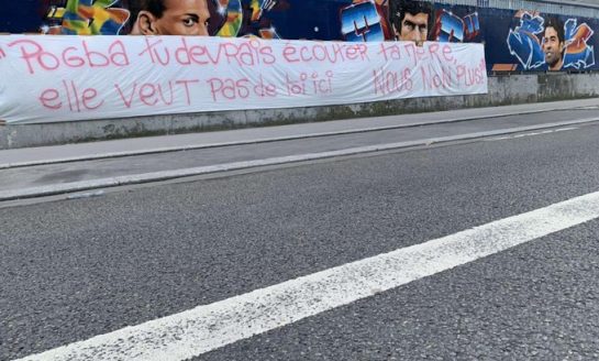 Photo: PSG fans hang anti-Pogba banner outside Parc des Princes